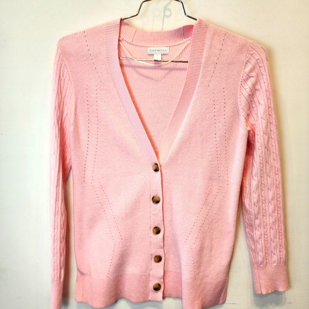 Charter‎ Club Pink Long Sleeve Cardigan Sweater Size S